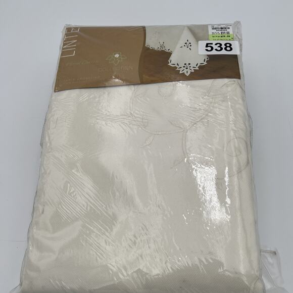 Lintex Linens Floral Classic Ivory Embroidered Tablecloth 60X120 Rectangle NEW - Picture 2 of 13